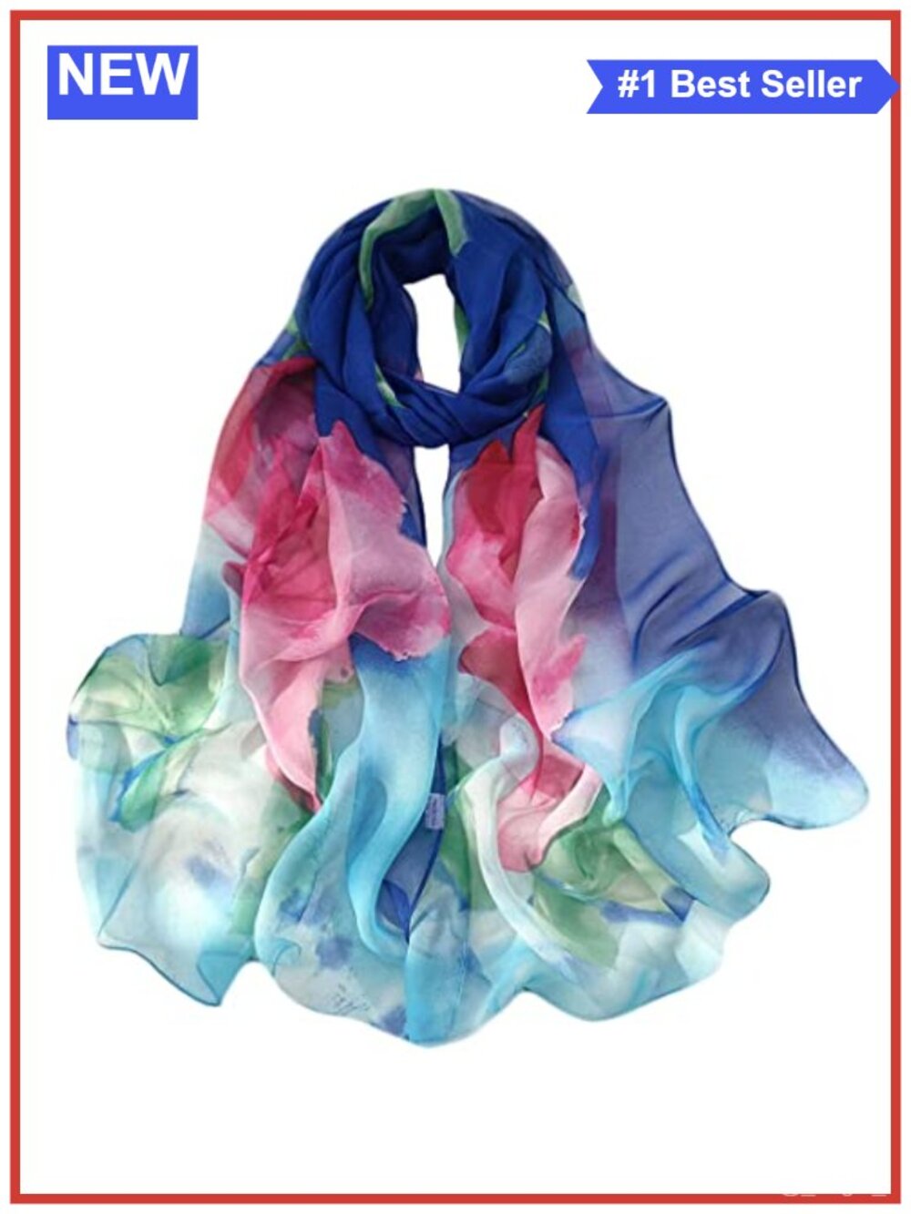Women's Lightweight Floral Sheer Scarf 100% Polyester Elegant 63" Shawl Wrap